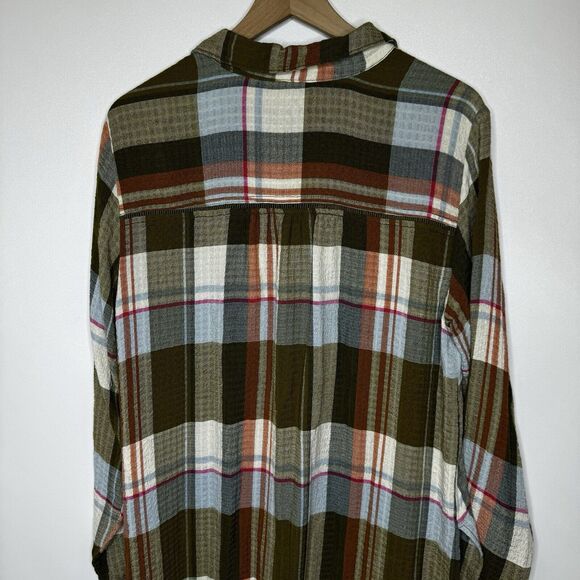 ANTHROPOLOGIE Pilcro Side-Slit Maxi Tunic Buttondown Women’s Shirt Top Medium - Picture 6 of 12